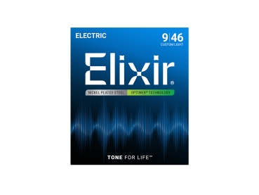 ELIXIR Saitensatz für E-Gitarre, Custom Light, Nickel Plated Steel OPTIWEB, 009-046